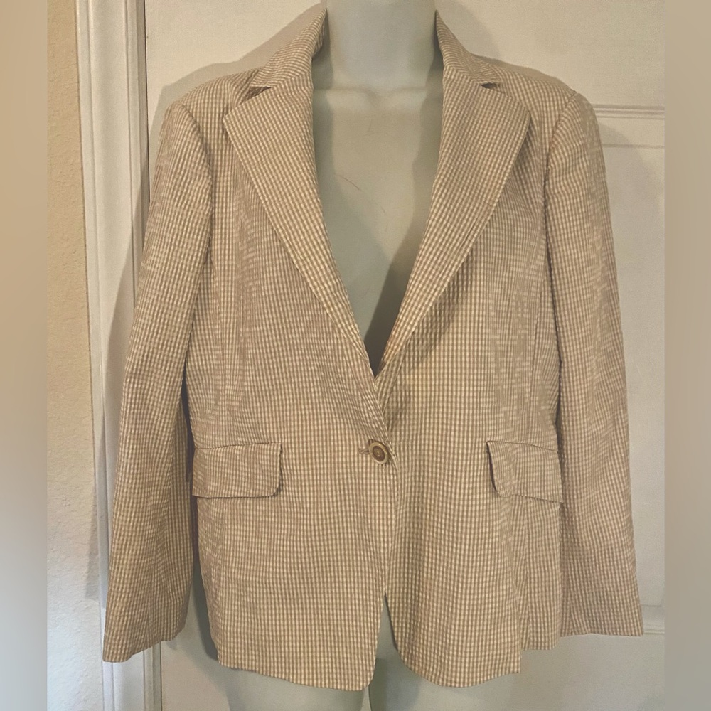 Piazza Sempione Beige Checkered Blazer
